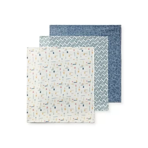 TOUS Pack of 3 muslins in MMuse blue Sale