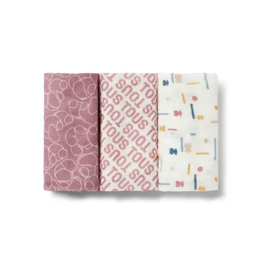 TOUS Pack of 3 muslins in MMuse pink Best Sale