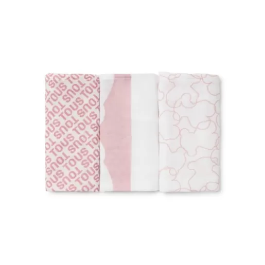 TOUS Pack of 3 muslins in MMuse pink Best Sale