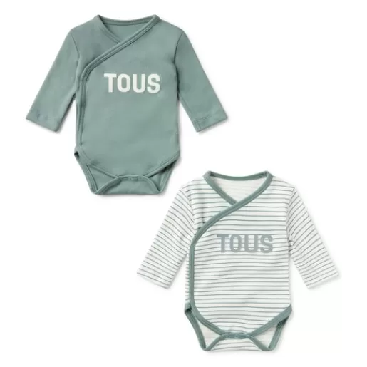 TOUS Pack of wrap-over bodysuits in Classic green Outlet