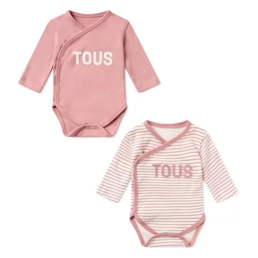 TOUS Pack of wrap-over bodysuits in Classic pink New