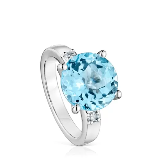 TOUS Pierścionek Basic Colors ze srebra z diamentem i topazem Srebro Discount