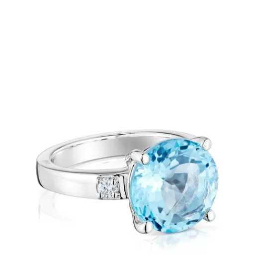 TOUS Pierścionek Basic Colors ze srebra z diamentem i topazem Srebro Discount