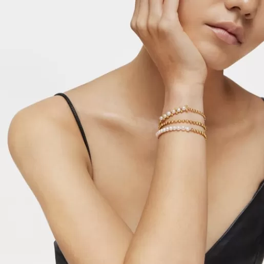 TOUS Pozłacana 18-karatowym złotem bransoletka łańcuszkowa Gloss ze srebra, z perłami hodowanymi Shop