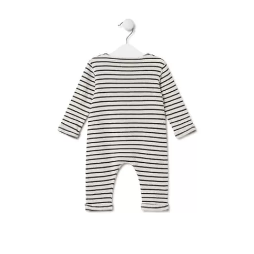 TOUS Striped baby playsuit in Black Ecru Best Sale