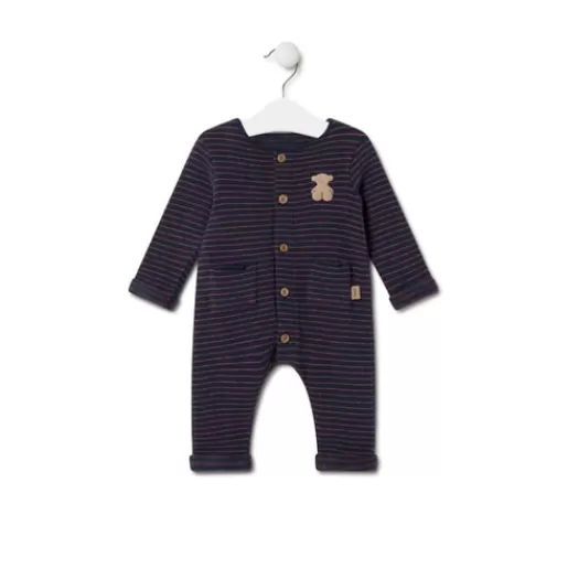 TOUS Striped baby playsuit in Blue navy blue Outlet