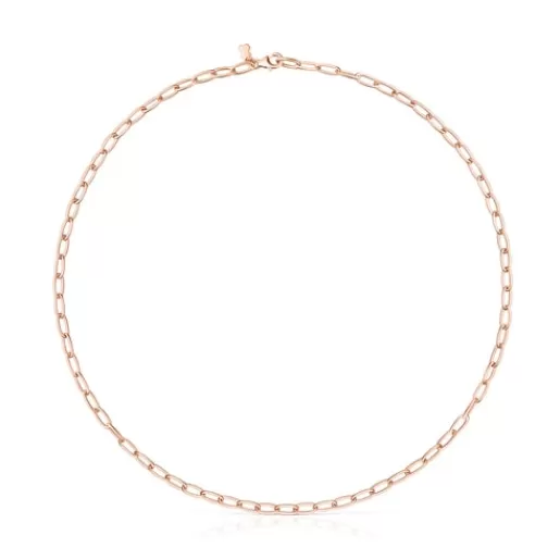 TOUS Chain - Łańcuszek z różowego srebra vermeil o owalnych ogniwach 45 cm New
