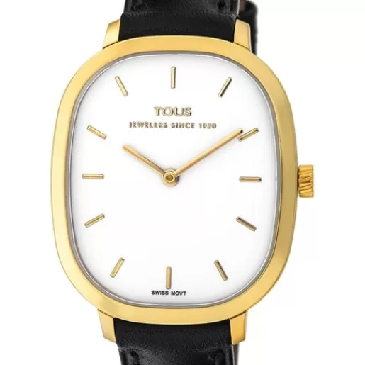 TOUS Heritage - Zegarek z żółtego złota ze skórzanym paskiem Discount