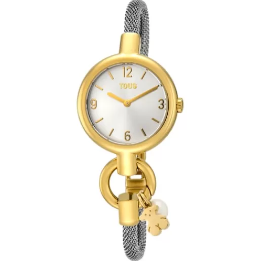TOUS Hold Charms - Zegarek ze i szlachetnej i i szlachetnej w kolorze żółtego złota z misiem i perłą Stal Shop