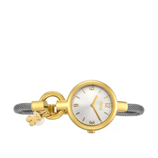 TOUS Hold Charms - Zegarek ze i szlachetnej i i szlachetnej w kolorze żółtego złota z misiem i perłą Stal Shop