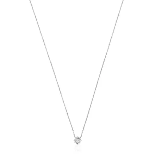 TOUS Les Classiques - Naszyjnik z białego złota z małą diamentową rozetą Best Sale