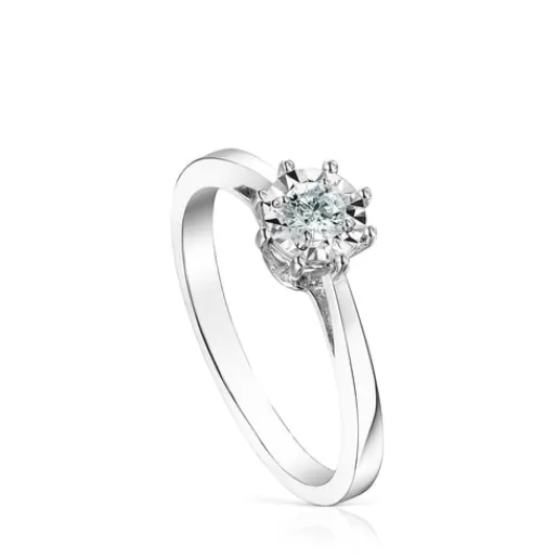 TOUS Les Classiques - Pierścionek z białego złota z diamentową rozetą Cheap