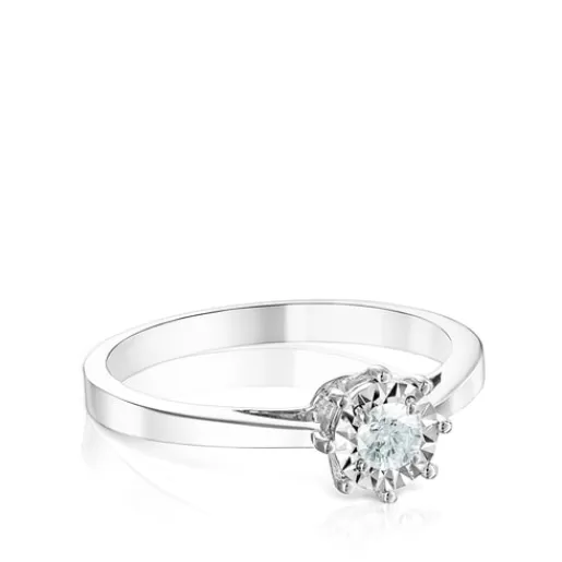 TOUS Les Classiques - Pierścionek z białego złota z diamentową rozetą Cheap