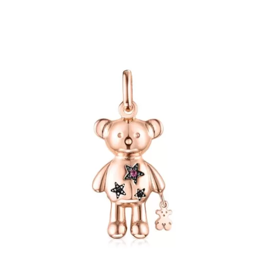 TOUS Teddy Bear - Zawieszka z różowego srebra Vermeil ze spinelami i rubinami RóżowesrebroVermeil Best Sale