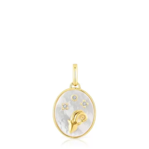 TOUS Wisiorek Baran ze srebra vermeil, z masą perłową i topazami Horoscope Best Sale