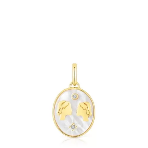 TOUS Wisiorek Bliźnięta ze srebra vermeil, z masą perłową i topazami Horoscope Best