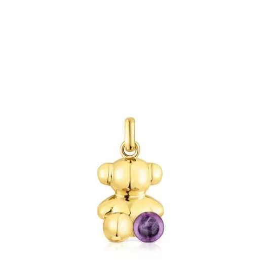 TOUS Wisiorek Bold Bear ze srebra vermeil, z motywem misia i ametystem Liliowy Flash Sale