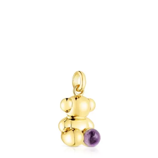 TOUS Wisiorek Bold Bear ze srebra vermeil, z motywem misia i ametystem Liliowy Flash Sale