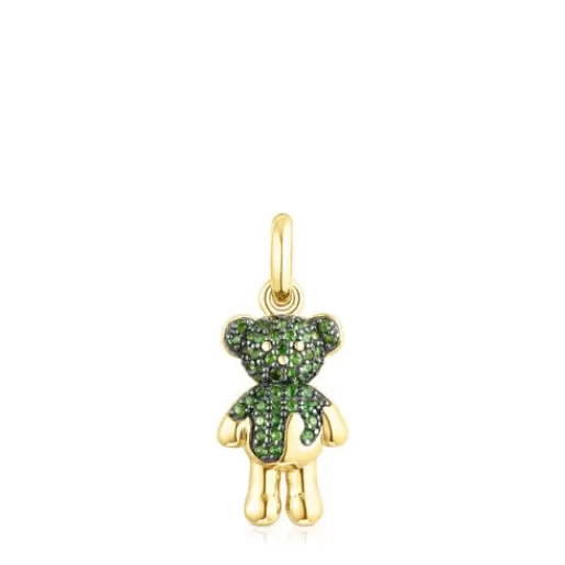TOUS Wisiorek Teddy Bear Splash wykonany ze srebra vermeil z chromowanym diopsydem SrebroVermeil Best Sale