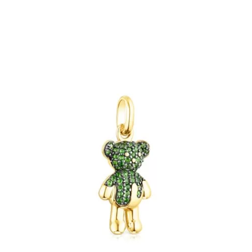 TOUS Wisiorek Teddy Bear Splash wykonany ze srebra vermeil z chromowanym diopsydem SrebroVermeil Best Sale