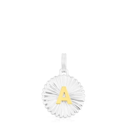 TOUS Wisiorek z medalionem litera A ze srebra i srebra vermeil Alphabet Outlet