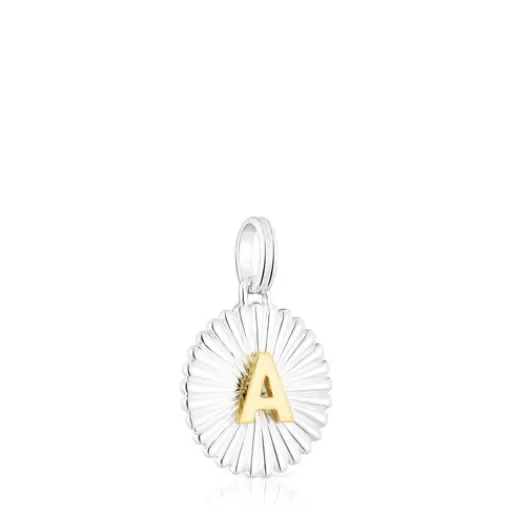 TOUS Wisiorek z medalionem litera A ze srebra i srebra vermeil Alphabet Outlet