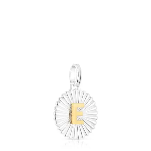 TOUS Wisiorek z medalionem litera E ze srebra i srebra vermeil Alphabet Flash Sale