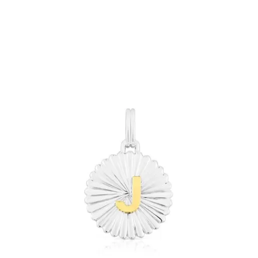 TOUS Wisiorek z medalionem litera J ze srebra i srebra vermeil Alphabet Flash Sale